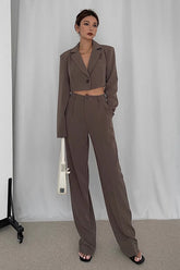 Nature High Waist Straight Leg Slant Pocket Pants